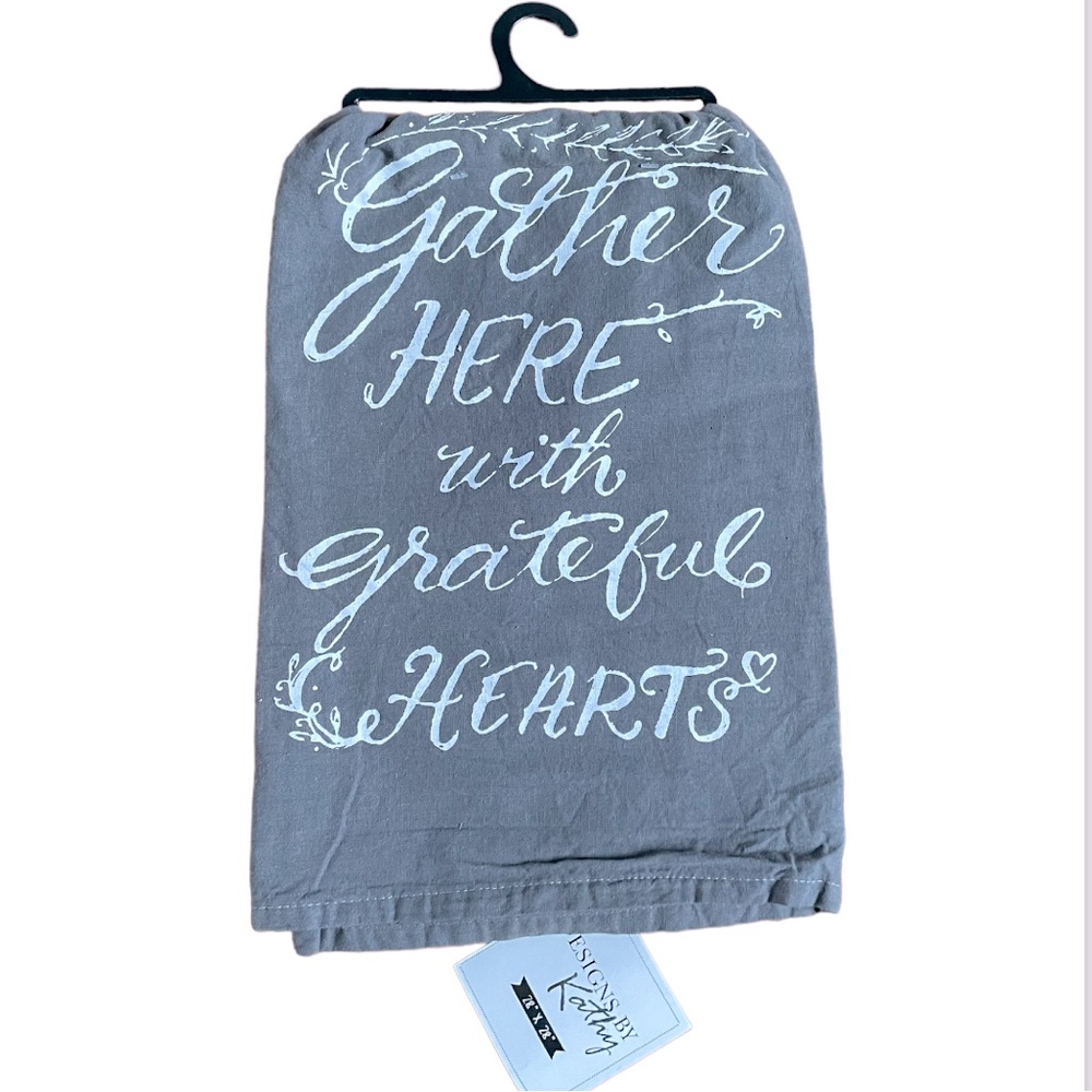 PRIMITIVES BY KATHY➕Grateful Hearts Dish Towel NWT